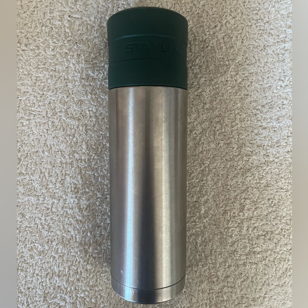 TRUE VINTAGE OG Stanley Stainless Steel Thermos with Green Lid